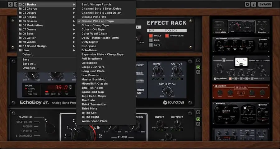 Soundtoys effect rack presets best effect plugins